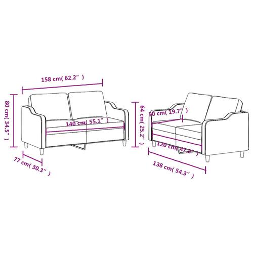 2 personers sofa med hynder stof cremefarvet