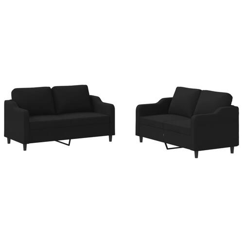 2 personers sofa med hynder stof sort