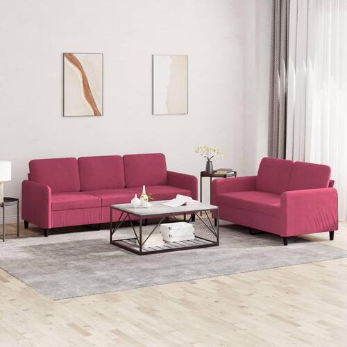2 personers sofa velour vinrød