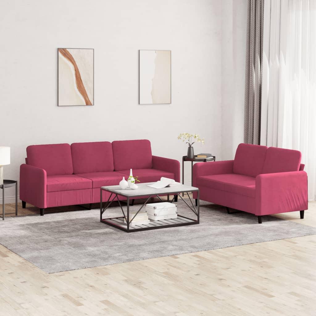 2 personers sofa velour vinrød