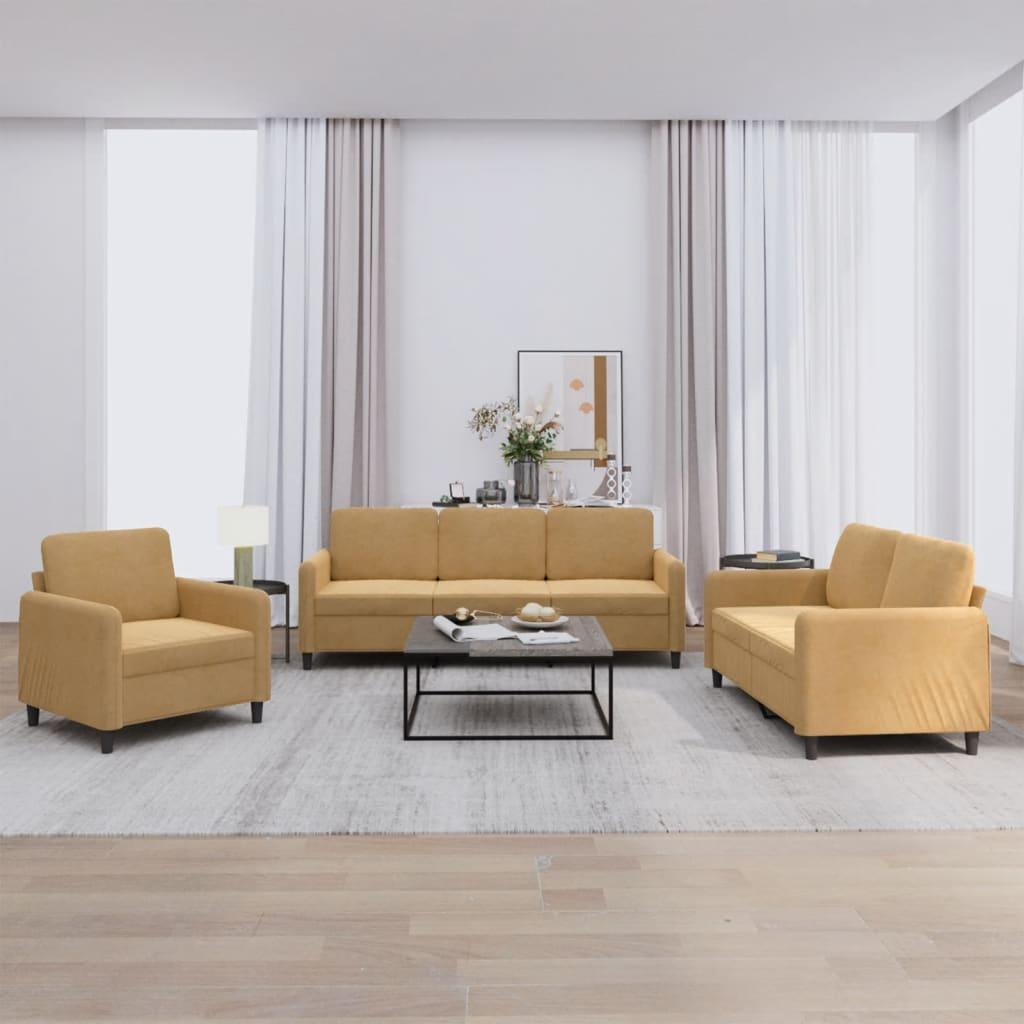 3 personers sofa velour brun
