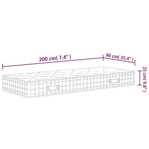 Springmadras med pocketfjedre 90x200 cm medium fast