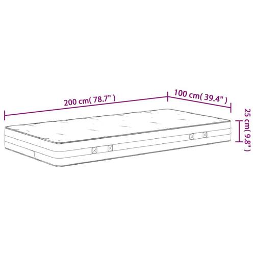 Springmadras med pocketfjedre 100x200 cm medium fast
