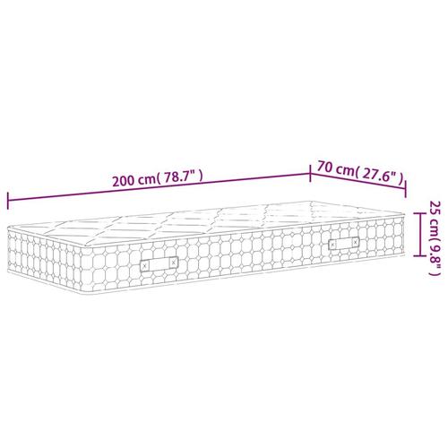 Springmadras med pocketfjedre 70x200 cm medium fast