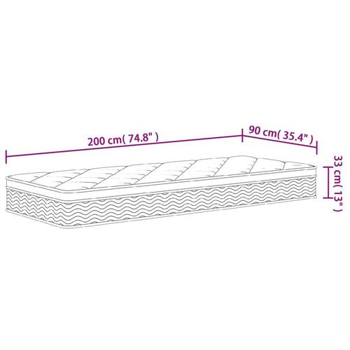 Springmadras med pocketfjedre 90x200 cm medium