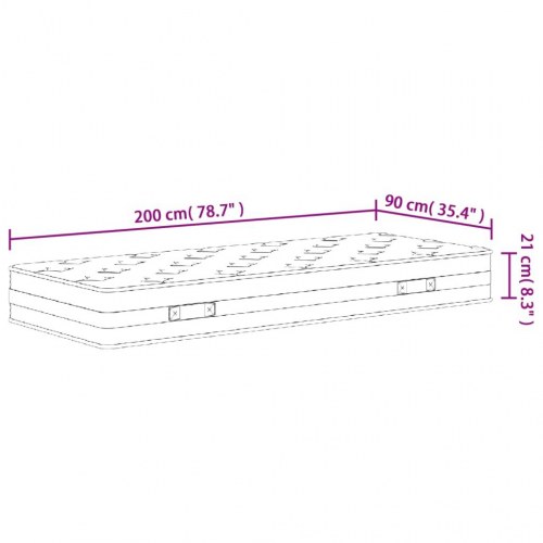 Springmadras med bonellfjedre 90x200 cm - medium fasthed