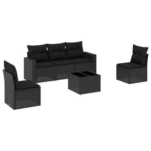 Sofasæt til haven 6 dele med hynder polyrattan sort