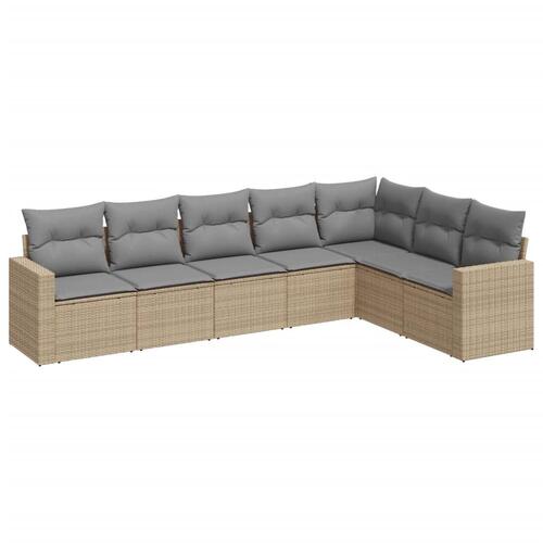Sofasæt til haven 7 dele med hynder polyrattan beige