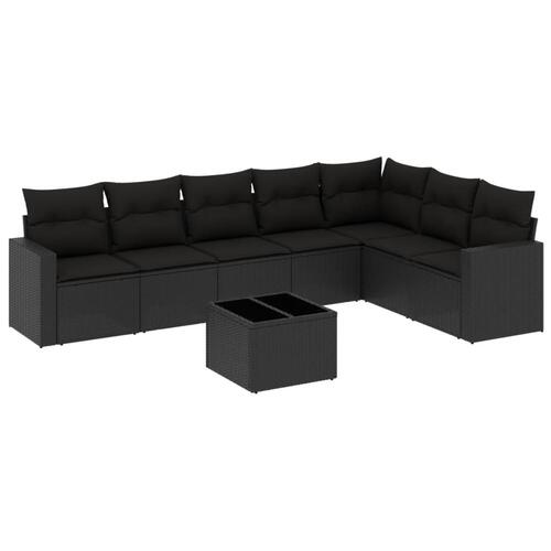Sofasæt til haven 8 dele med hynder polyrattan sort
