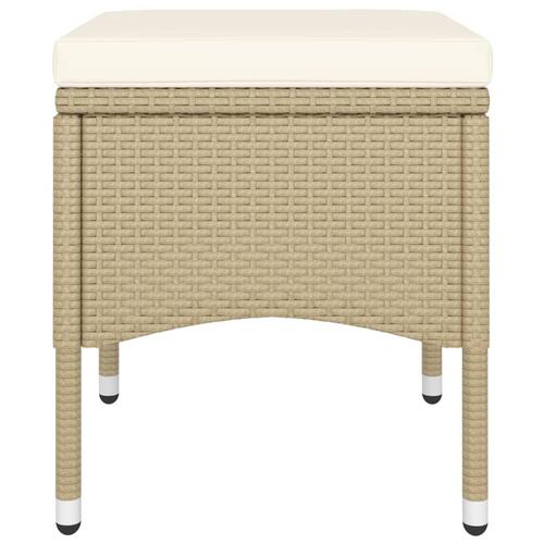 Bistrosæt til haven 5 dele polyrattan og hærdet glas beige