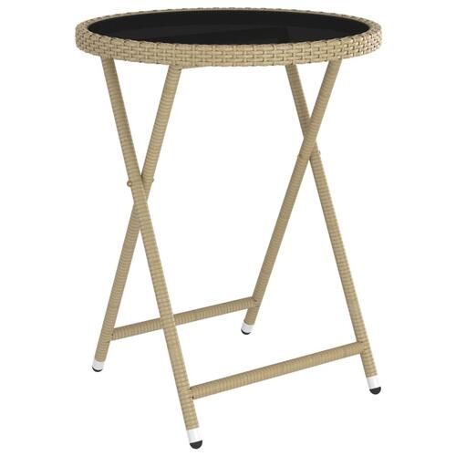 Bistrosæt til haven 5 dele polyrattan og hærdet glas beige