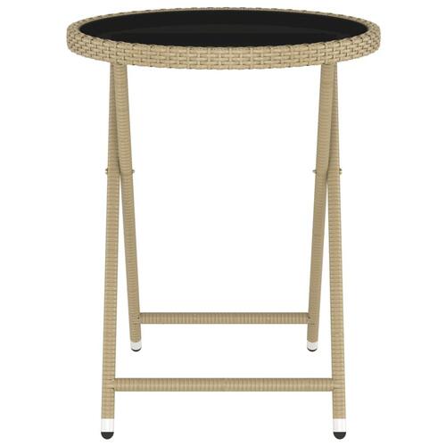 Bistrosæt til haven 5 dele polyrattan og hærdet glas beige