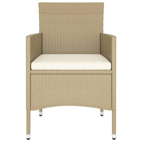 Spisebordssæt til haven 9 dele polyrattan beige