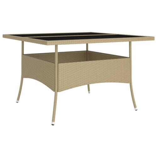 Spisebordssæt til haven 9 dele polyrattan beige