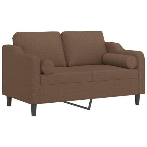 2-personers sofa med pyntepuder 120 cm stof brun