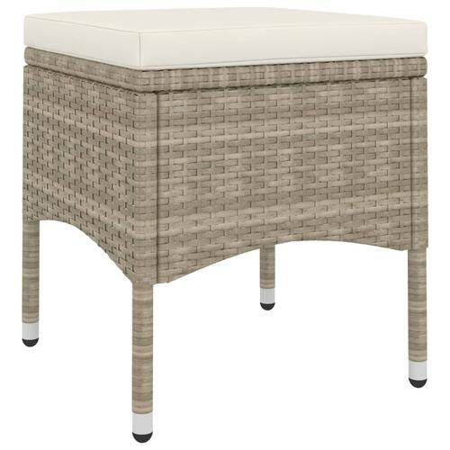 Havestole med skamler 4 dele polyrattan beige