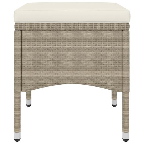 Havestole med skamler 4 dele polyrattan beige