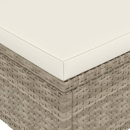 Havestole med skamler 4 dele polyrattan beige