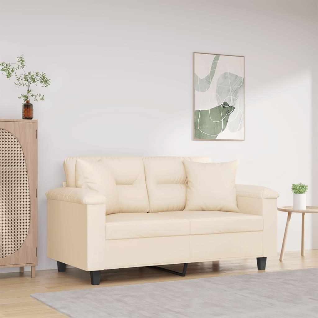 2-personers sofa med puder 120 cm mikrofiberstof beige billede