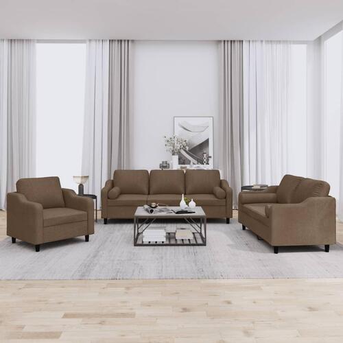 3 personers sofa med puder stof brun