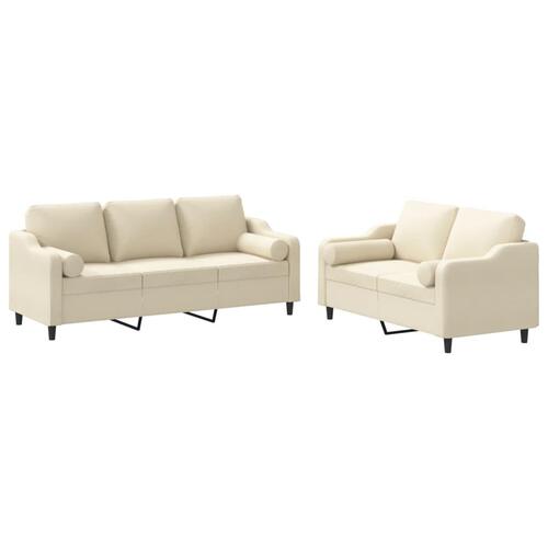 2 personers sofa med puder stof cremefarvet