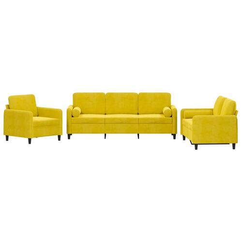 3 personers sofa med puder velour gul