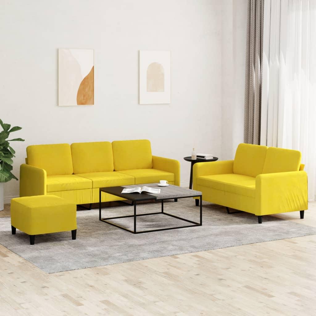 3 personers sofa velour gul