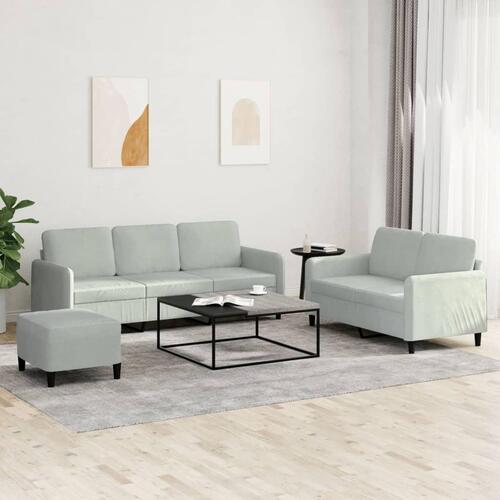 3 personers sofa velour lysegrå