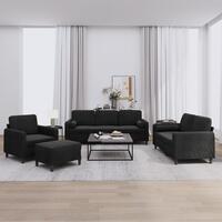 Sofasæt 4 dele med puder velour sort