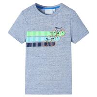 Kortærmet T-shirt til børn str. 92 blåmeleret