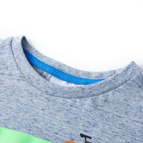 Kortærmet T-shirt til børn str. 92 blåmeleret