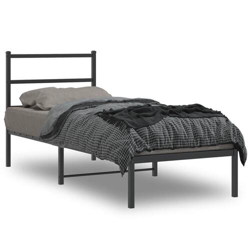 Sengeramme med sengegavl 80x200 cm metal sort