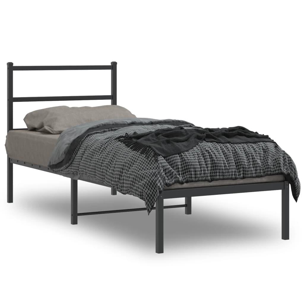Sengeramme med sengegavl 80x200 cm metal sort