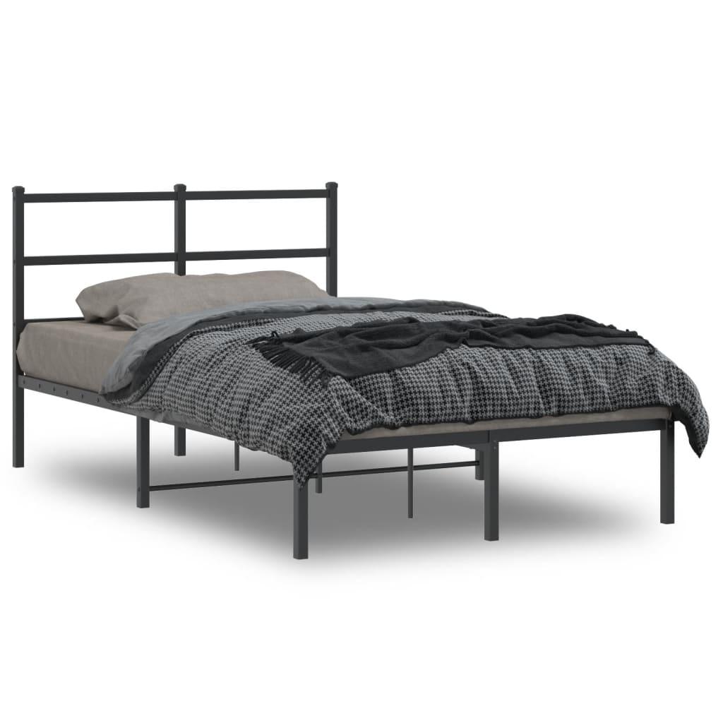 Sengeramme med sengegavl 120x200 cm metal sort
