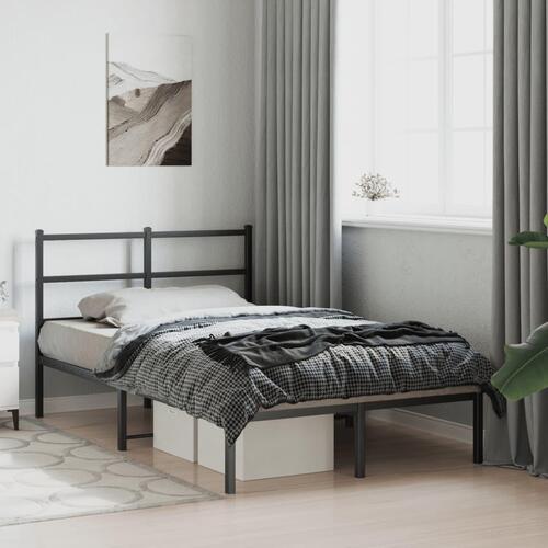 Sengeramme med sengegavl 120x200 cm metal sort