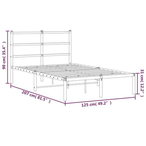 Sengeramme med sengegavl 120x200 cm metal sort