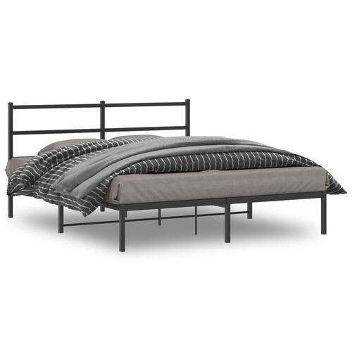 Sengeramme med sengegavl 160x200 cm metal sort