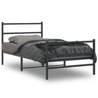 Sengeramme med sengegavl og fodgærde 100x190 cm metal sort