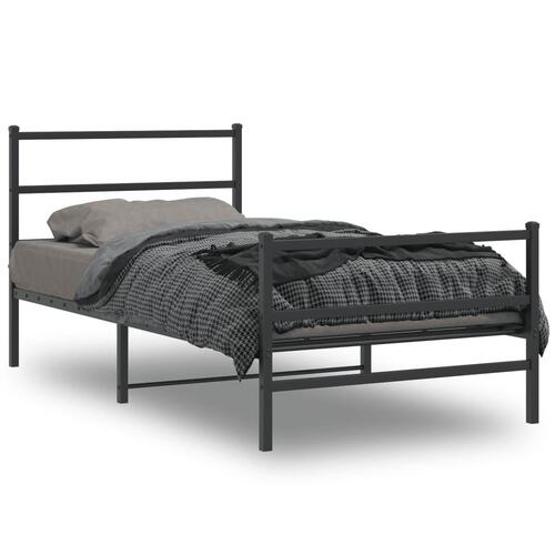 Sengeramme med sengegavl og fodgærde 100x190 cm metal sort