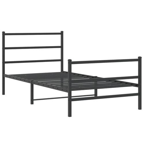 Sengeramme med sengegavl og fodgærde 100x190 cm metal sort