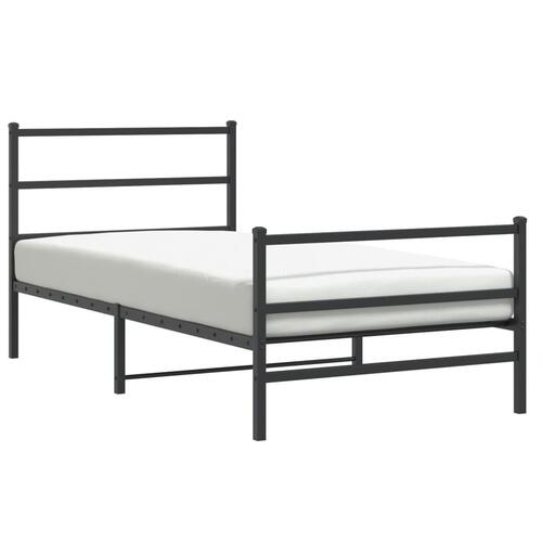 Sengeramme med sengegavl og fodgærde 100x190 cm metal sort