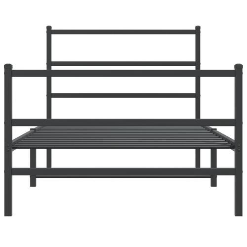 Sengeramme med sengegavl og fodgærde 100x190 cm metal sort