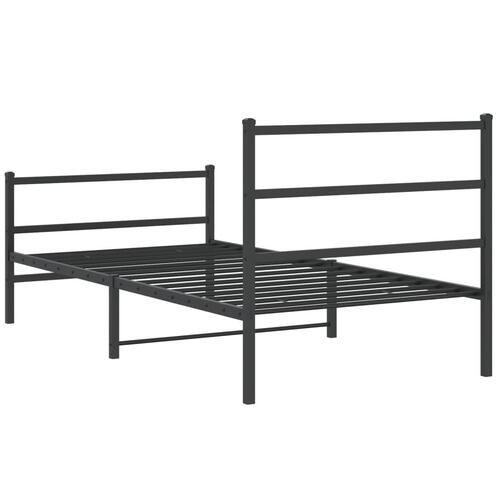 Sengeramme med sengegavl og fodgærde 100x190 cm metal sort