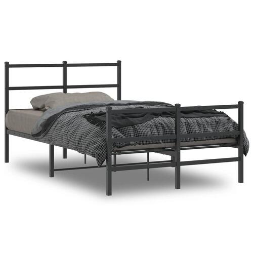 Sengeramme med sengegavl og fodgærde 120x190 cm metal sort