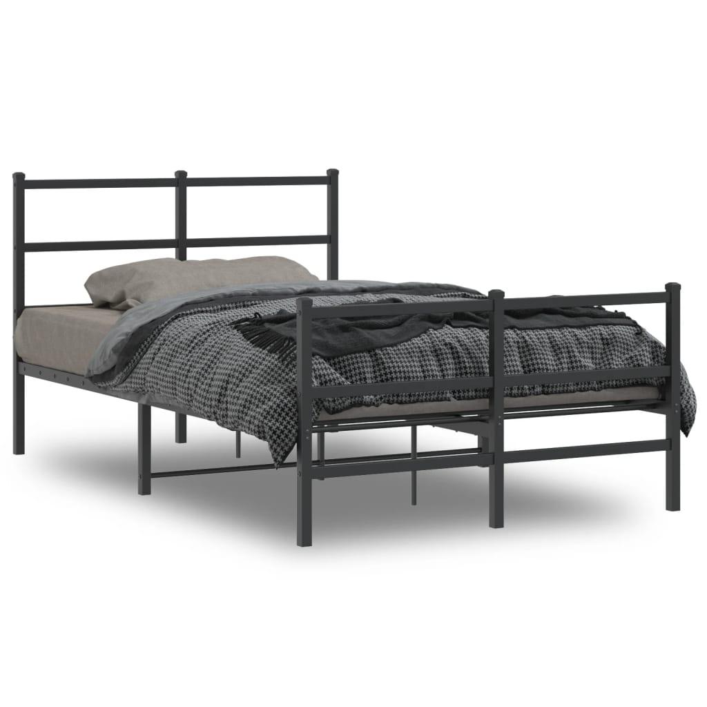 Sengeramme med sengegavl og fodgærde 120x190 cm metal sort