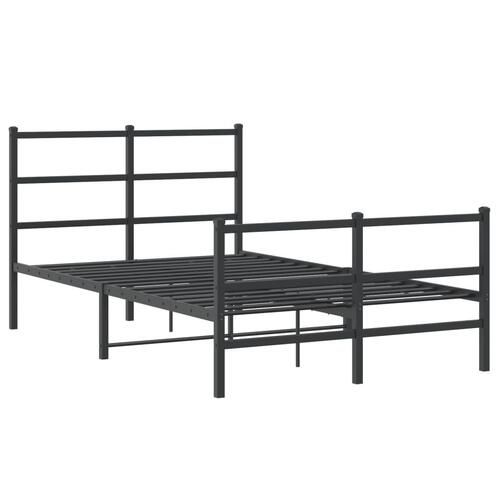 Sengeramme med sengegavl og fodgærde 120x190 cm metal sort