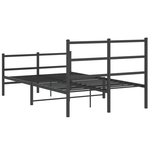 Sengeramme med sengegavl og fodgærde 120x190 cm metal sort
