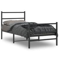 Sengeramme med sengegavl og fodgærde 90x190 cm metal sort