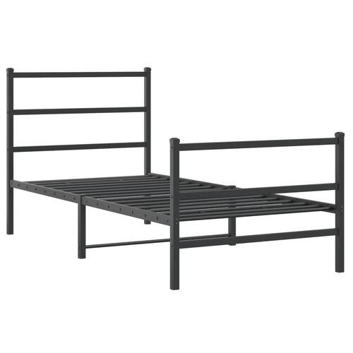 Sengeramme med sengegavl og fodgærde 90x190 cm metal sort