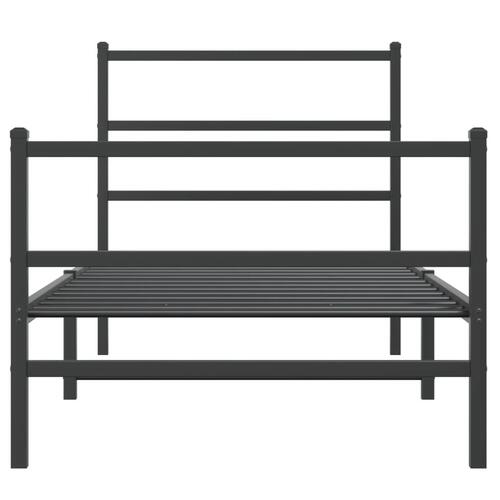 Sengeramme med sengegavl og fodgærde 90x190 cm metal sort